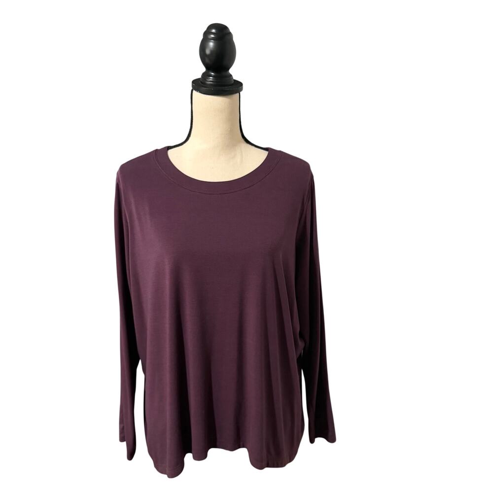 Athleta Women's Purple Long Sleeve With Ease Relaxed Crewneck Top Sz L Leisure - Picture 2 of 4